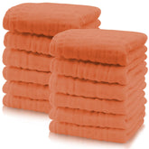 Cute Castle muslin washcloths 12-pack flat lay, ultra-soft texture for delicate skin.