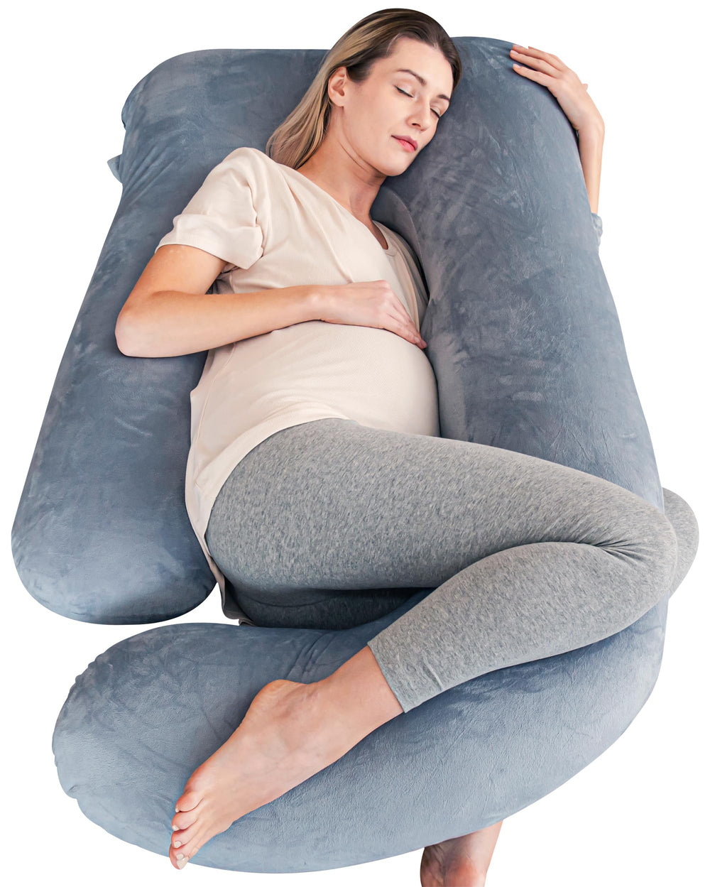 Cute Castle pregnancy pillow 57-inch grey full-view supports total body comfort