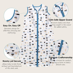 Cute Castle sleep sack blue arm and neck openings for comfortable fit.