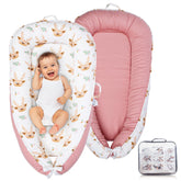 Cute Cuddles baby lounger pink demonstrates safety standards for supervised use