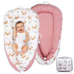 Cute Cuddles baby lounger pink demonstrates safety standards for supervised use