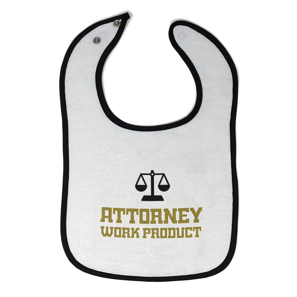 Cute Rascals bib front view shows attorney work product print on soft terry cloth for stain protection