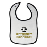 Cute Rascals bib front view shows attorney work product print on soft terry cloth for stain protection