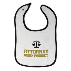 Cute Rascals bib front view shows attorney work product print on soft terry cloth for stain protection