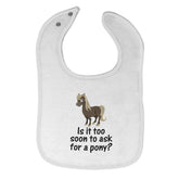 Cute Rascals horse-bib closeup highlights terry cloth and pony design for splash protection.
