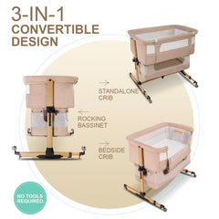 cutebeams baby bassinet used as bedside sleeper for nighttime feeding and care.