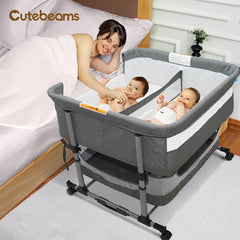 Cutebeams Twin Bassinet bedside attachment for easy nighttime access to twins