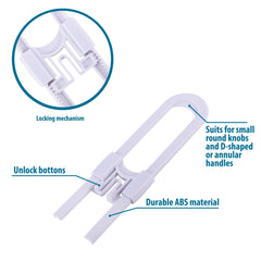 CUTESAFETY locks demonstrate tool-free installation on knobs, no damage to surfaces