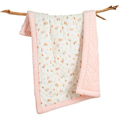 Cutie Pumpkin baby toddler bed comforter pink with plush softness for all-night comfort.