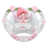 CutiePlusU Garden Angels White pacifier shows hand-applied cherubs for decorative DIY projects.