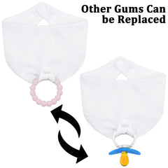 CUXFLS teething toys in neutral colors complement outfits while offering gentle chewing options.
