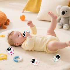 Cuxnoo Baby Teething Spaceman Toy pink in-dishwasher-safe design for quick cleaning.