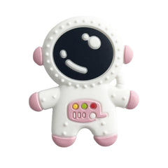 Cuxnoo Baby Teething Spaceman Toy pink front view eases gum discomfort for infants.