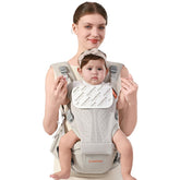 Cuyemye baby carrier hip seat front view showing secure support