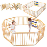 CYacan wooden baby playpen folded size showcases portability for parents on the go.
