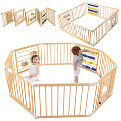 CYacan wooden baby playpen folded size showcases portability for parents on the go.