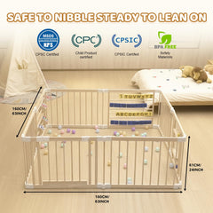 CYacan wooden baby playpen safety buckle secures panels for worry-free exploration.