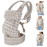 CycleMore ergonomic baby carrier in houndstooth close-up shows durable daily wear.