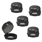 Cypropid kitchen stove knob covers pack in a modern kitchen for child safety.