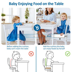 Czrrzl Toddler Booster Seat memory-foam cushion enhances comfort at mealtime