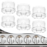 DAFUWENG 6-pack knob covers on the stove for childproofing and safer cooking.