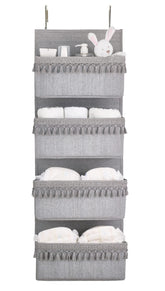 Dahey over-the-door organizer tassels closeup show durable cotton canvas and stylish storage.