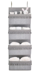 Dahey over-the-door organizer tassels closeup show durable cotton canvas and stylish storage.