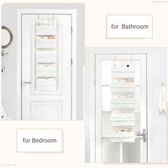 Dahey organizer tassels decorate door while keeping cosmetics neatly stored.