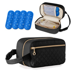 Damero breastmilk cooler bag left view shows four ice packs for day trips.