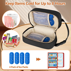 Damero breastmilk cooler bag with detachable buckle handle attached to stroller for easy trips.