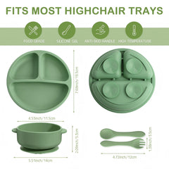 Dandat divided suction plate keeps foods separated for balanced meals.