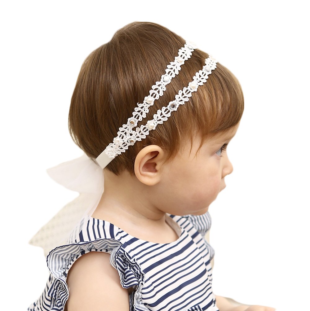 DANMY baby headband pink lace petal detail enhances everyday outfits
