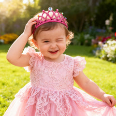 DANMY rose red crown headband offers bold styling for parties