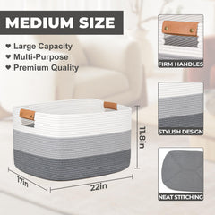 danpinera Blanket Basket dimension 22x17x11-8in supports blankets, toys, and laundry organization