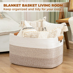 danpinera Blanket Basket gradient brown texture enhances cozy home decor.