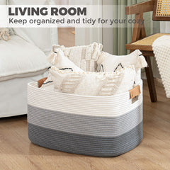 danpinera Blanket Basket gradient grey blends with decor while keeping essentials accessible