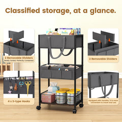 Inside view of Danpinera diaper caddy with dividers for flexible organization.