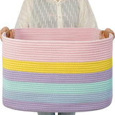 Danpinera laundry basket front view showing spacious blanket storage.