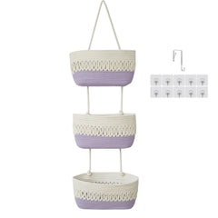 Danpinera over-the-door baskets assembly close-up showing sturdy cotton rope construction for durable storage.