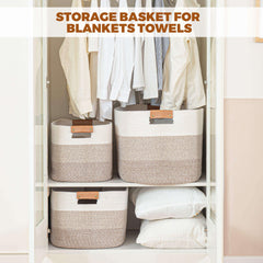 danpinera rectangle blanket storage basket folded for compact storage in closet or cabinet