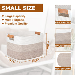 danpinera rectangle blanket storage basket open top showing spacious 50L capacity for blankets and toys