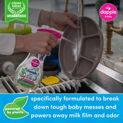 Dapple Baby Foaming Spray with breast pump parts ready for safe, residue-free rinsing.