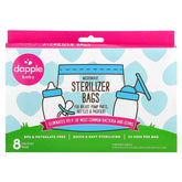 Dapple baby microwave sterilizer bags packaging for quick on-the-go sterilization.