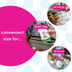 Dapple Pacifier Wipes close-up features the plant-powered formula.
