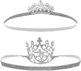 DatingShiny silver baby tiara front view with crystal rhinestones, ideal for princess-inspired photography.
