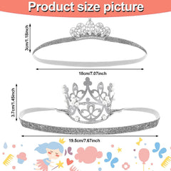 DatingShiny silver baby tiara side view with glitter accents suitable for birthday photos.