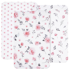 David's Kids mini crib sheets floral pattern close-up highlights soft microfiber comfort for baby sleep.