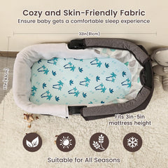 david's kids bassinet sheets with elastic band keeping sheet flat and secure
