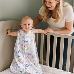 David's Kids butterfly sleep sack closed 2-way zipper enables easy diaper changes.