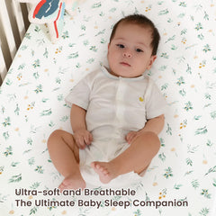 Davids Kids floral pattern bassinet sheet keeps baby snug during sleep.